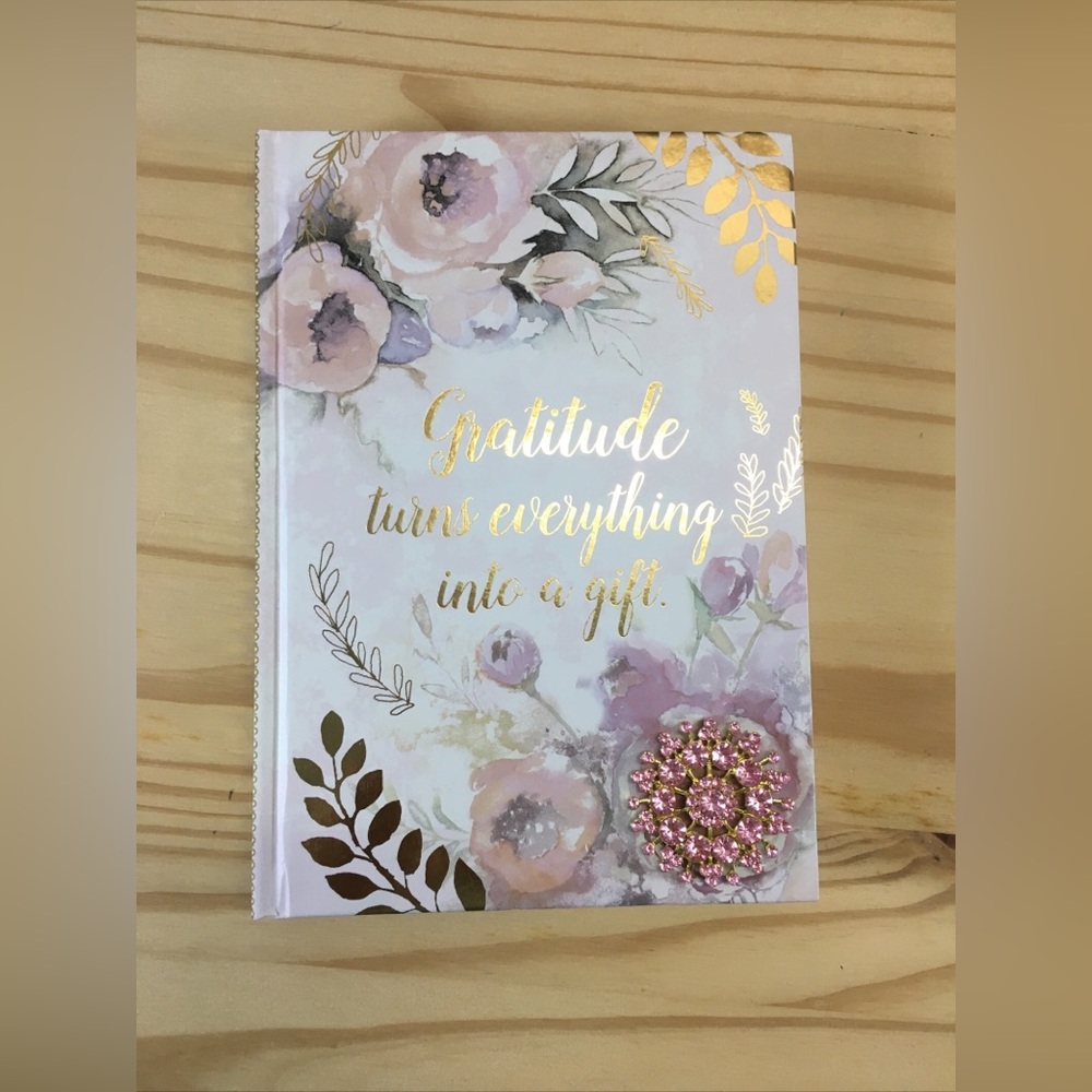 Pooch & Sweetheart Gold Foil Brooch Embellished Hardcover Journal, Gratitude